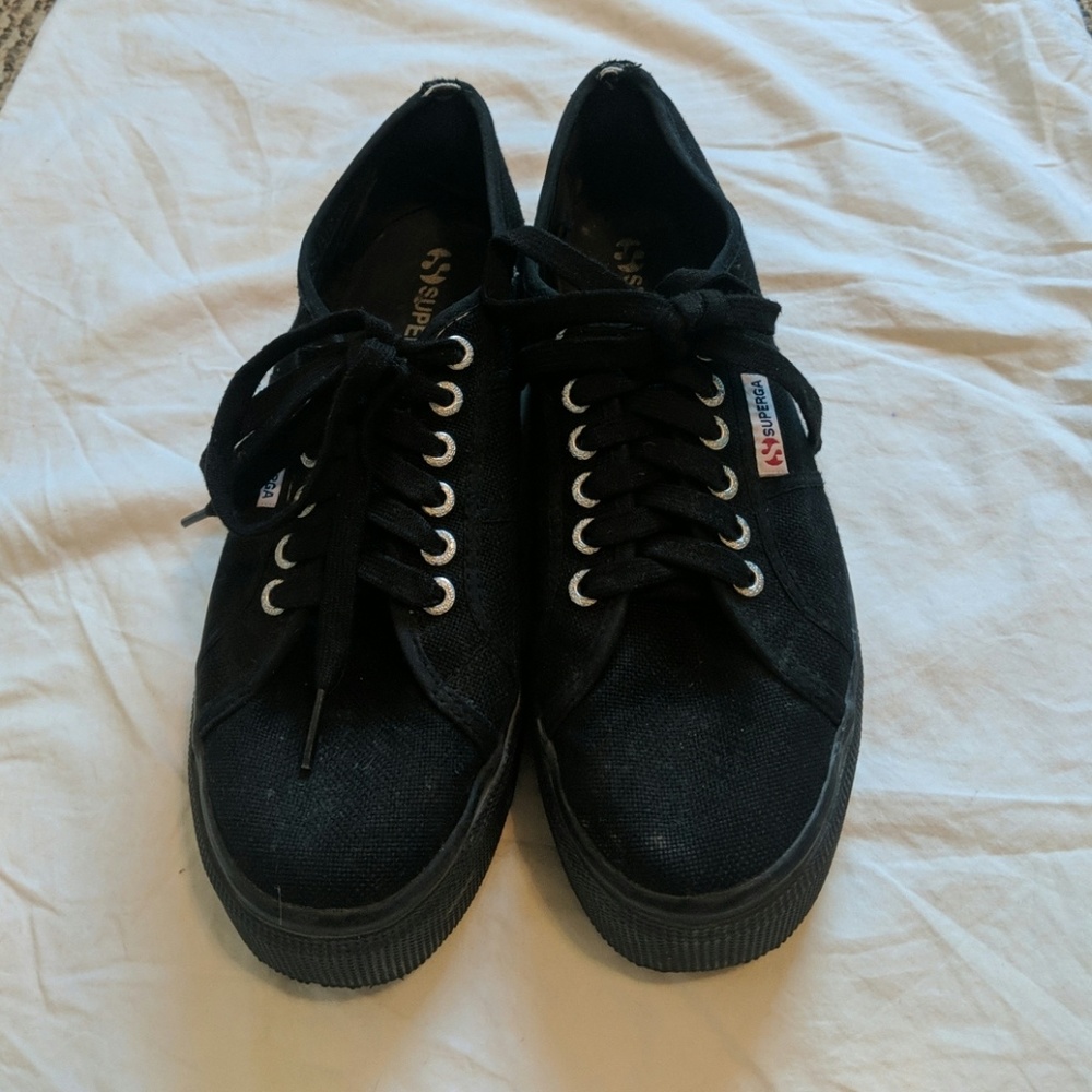 Superga Black Platforms